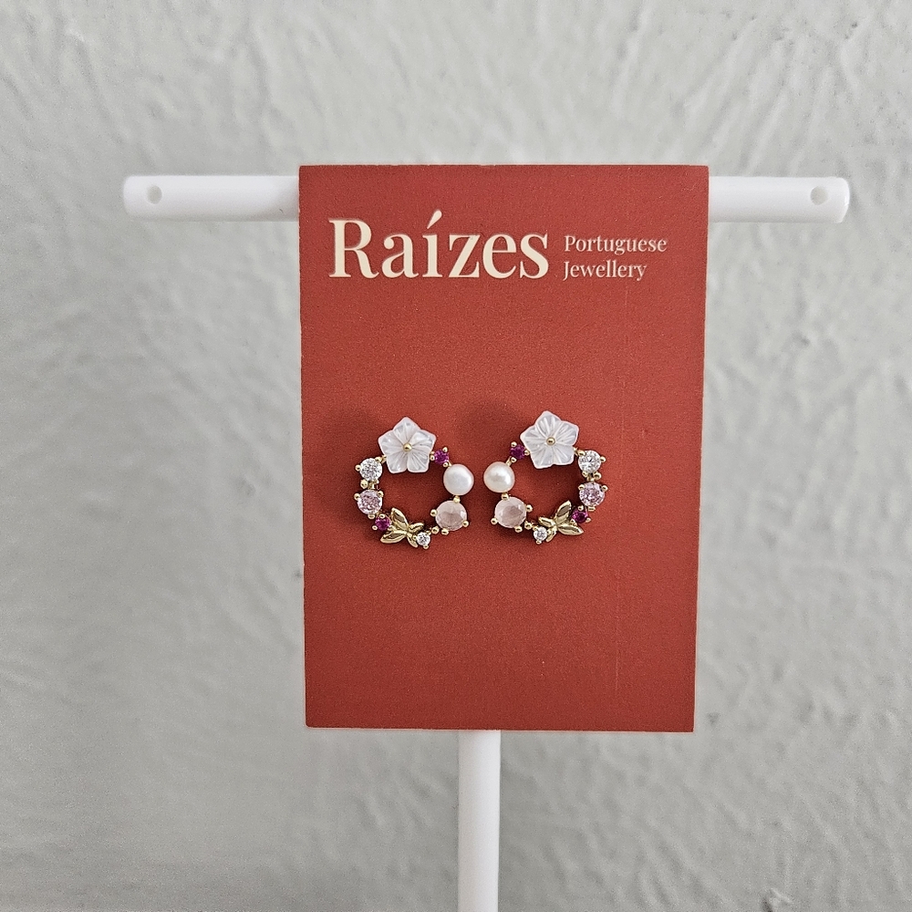 NWT Raízes Portuguese Jewellery Butterfly And Floral Wreath Style Earrings - Picture 5 of 6